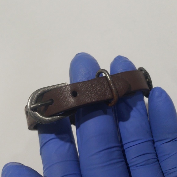 Brown Leather Bracelet with Ornate Silver Medallions – Adjustable Unisex Boho - Picture 5 of 9